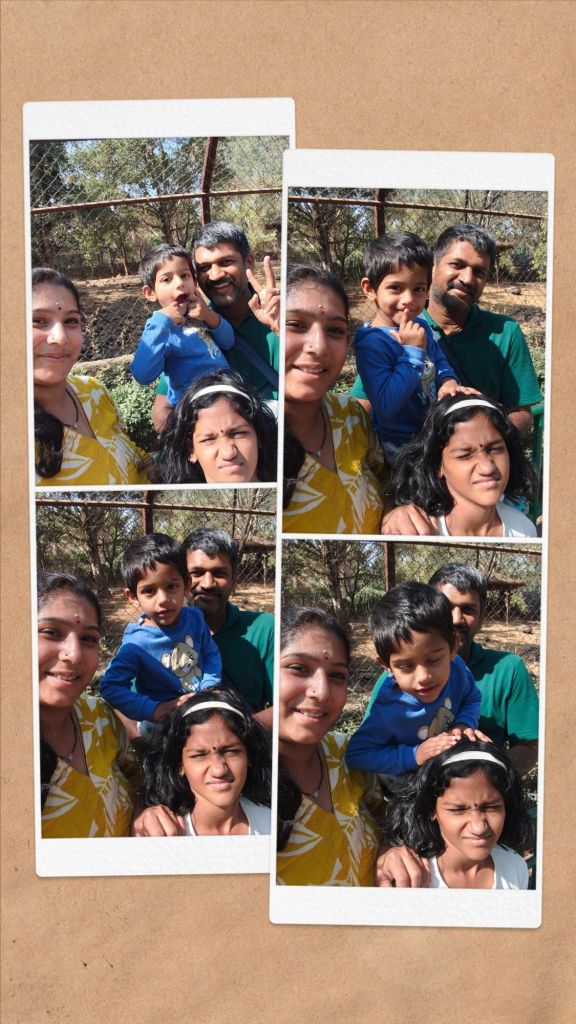 Collage of photos of my family and me at the zoo during one of our breaks.
